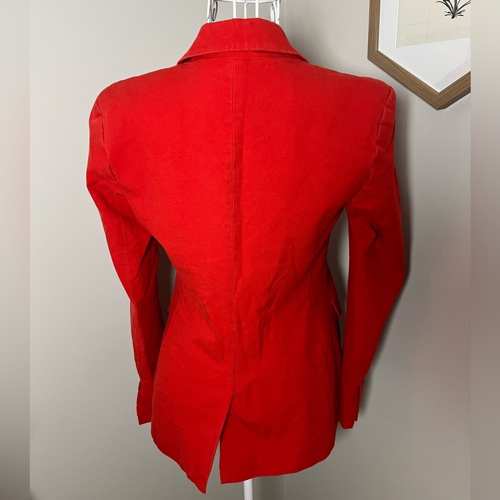Derek Lam 10 Crosby Noah Single Breasted Jacket Tomato Red Career Cotton Size 4 - Picture 6 of 8
